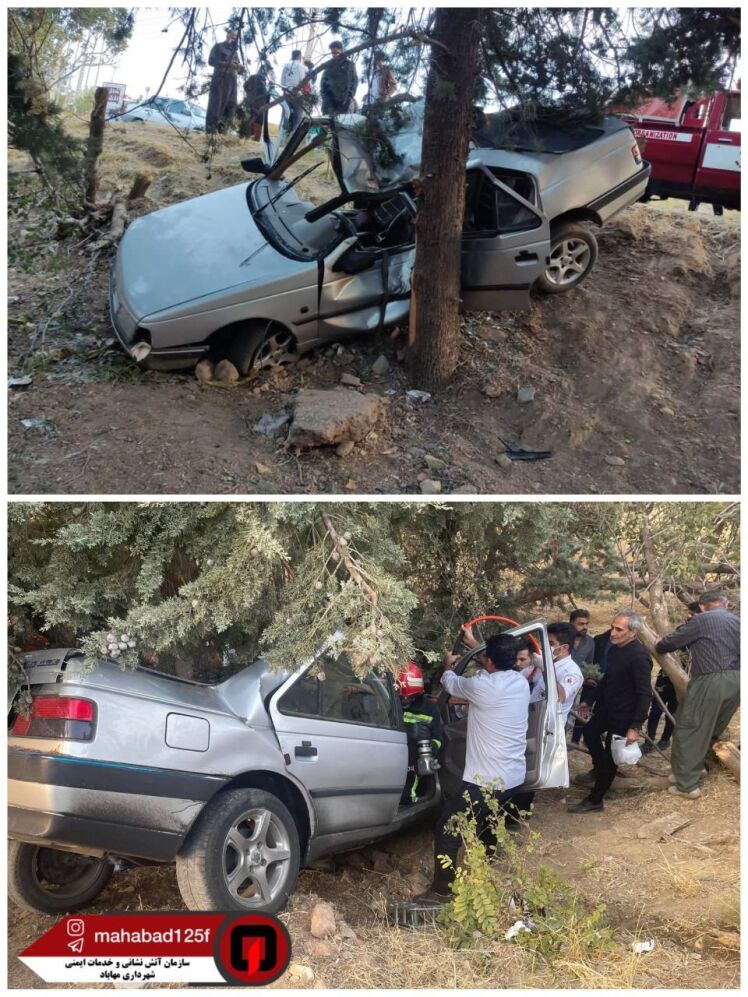 سقوط خودروی سواری ۲ مصدوم بر جای گذاشت